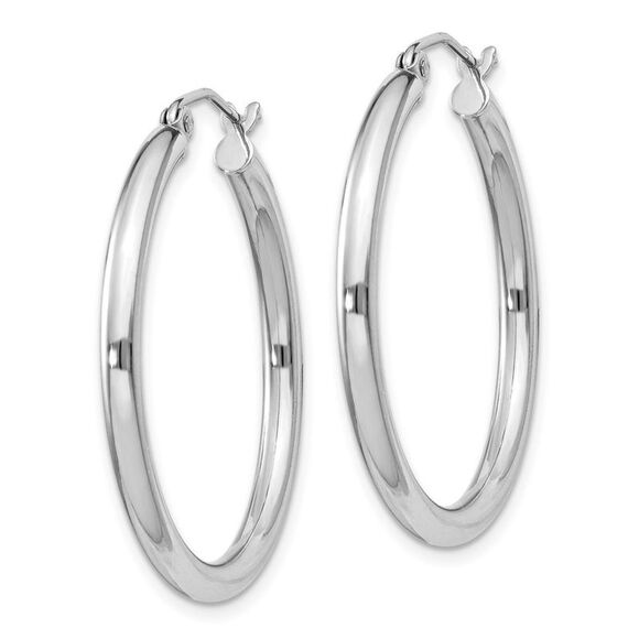 2.5mm, Sterling Silver, Classic Round Hoop Earrings - 30mm (1 1/8 In.) - Picture 2 of 5